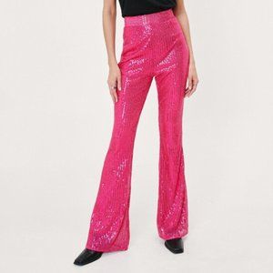 High waisted sequin flare pink bell bottoms for Nasty Gal - NWT size 8